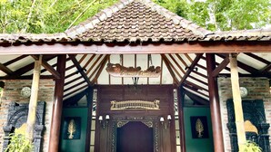 A traditional wooden structure with a tiled roof and a sign reading "Rumah Boedi". - Rumah Boedi Private Residence Villa (Borobudur)