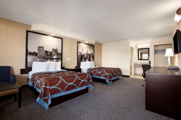 Room, 2 Double Beds, Non Smoking | Desk, iron/ironing board, WiFi (free), alarm clocks
