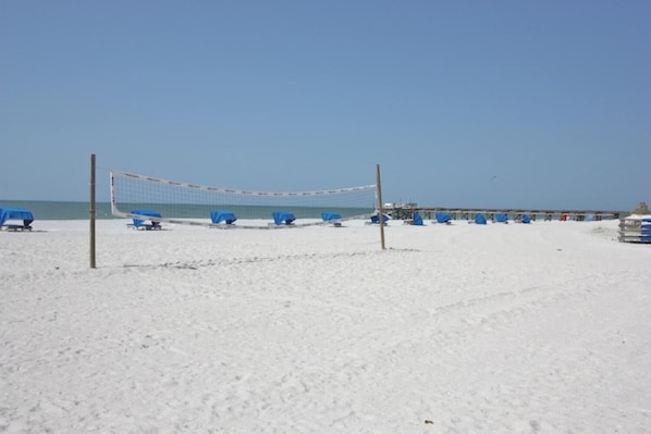 On the beach, white sand