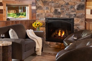 Deluxe Cabin | Living area | 42-inch Smart TV with satellite channels, DVD player, iPod dock - Justin Trails Resort, LLC. (Sparta)