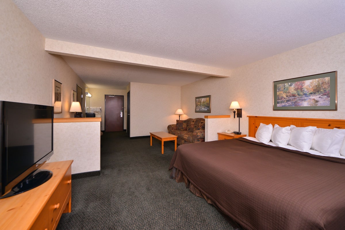 suite, 1 king bed with sofa bed (king business/full size sofa sleeper) | in-room safe, iron/ironing board, free wifi, bed sheets