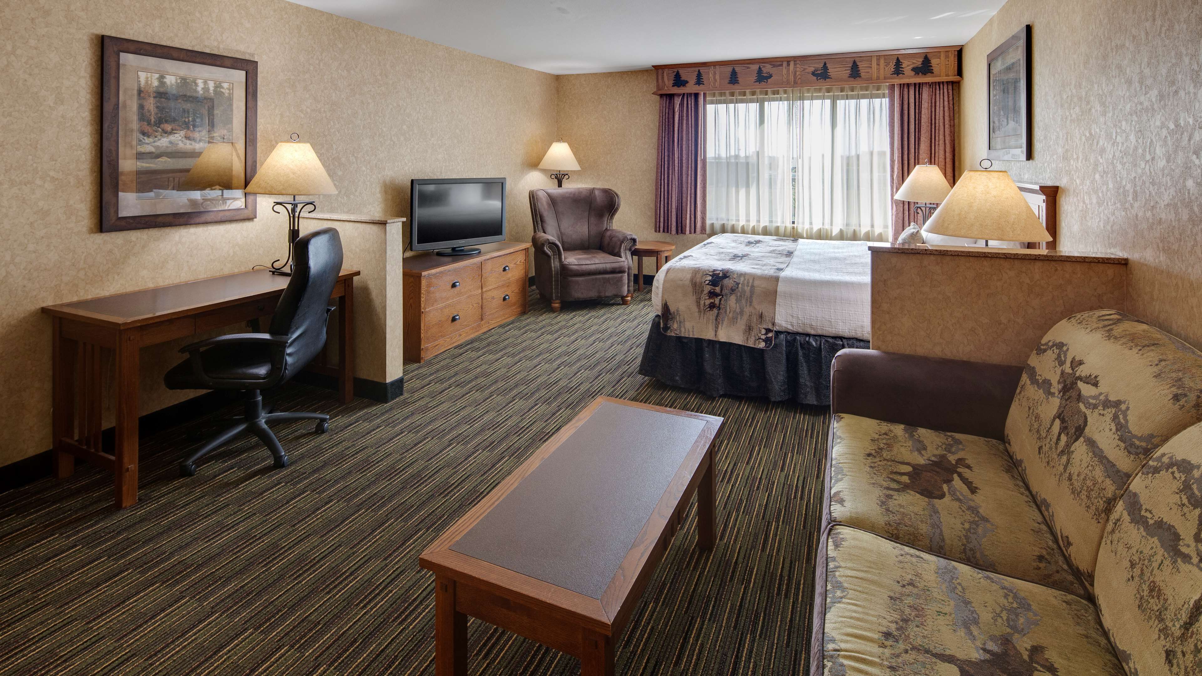 pillow-top beds, desk, blackout curtains, iron/ironing board