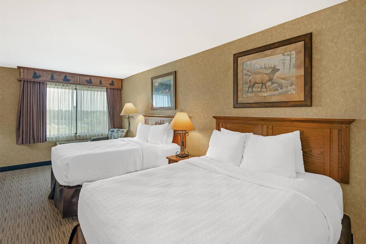 Standard Room, 2 Queen Beds, Accessible, Bathtub (1st Floor) | Pillowtop beds, desk, blackout drapes, iron/ironing board