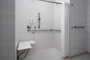 Room, 1 King Bed, Accessible, Non Smoking | Bathroom shower