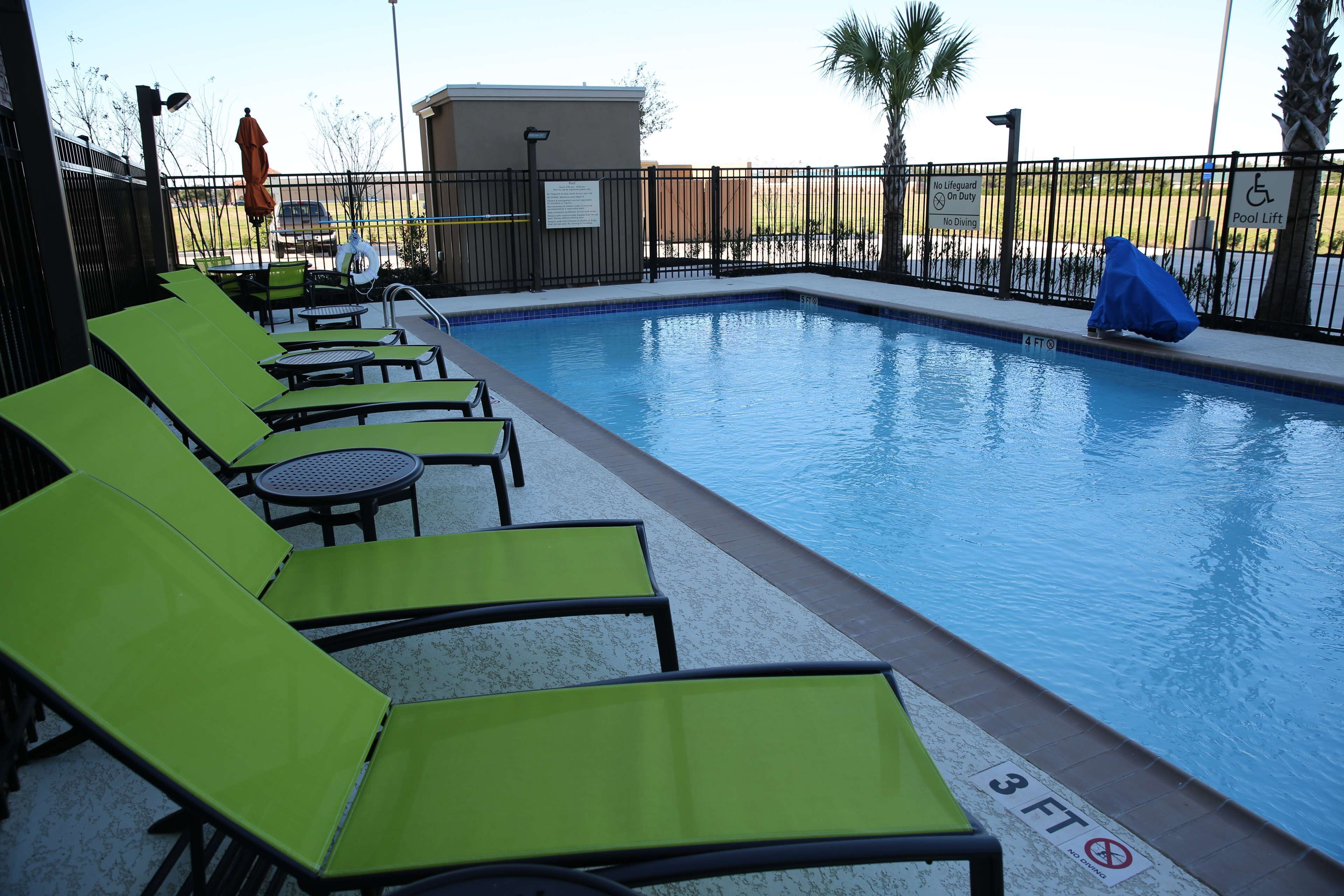 outdoor pool, pool loungers