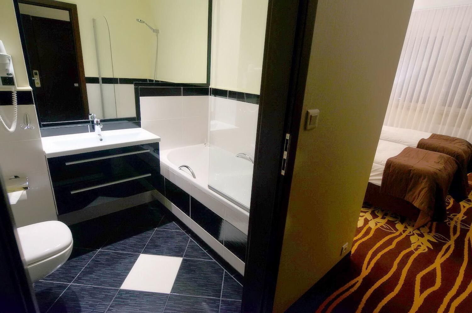 free toiletries, hair dryer, towels