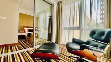 In-room safe, desk, laptop workspace, blackout drapes