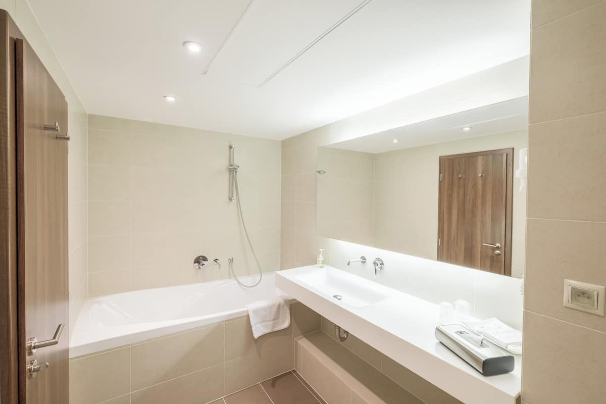 free toiletries, hair dryer, towels