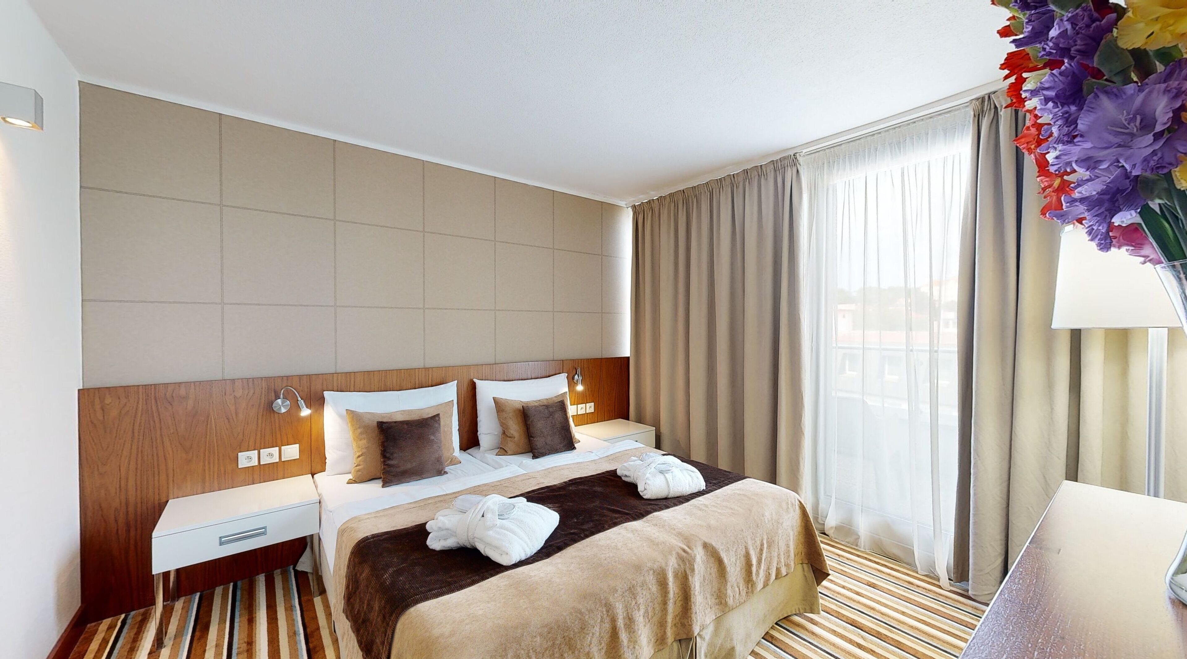 deluxe apartment | in-room safe, desk, laptop workspace, blackout curtains