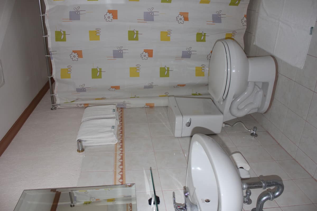 Shower, perlengkapan mandi gratis, pengering rambut, dan handuk