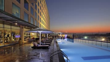 Rooftop bar, pool views, open daily