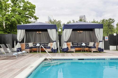 Indoor pool, seasonal outdoor pool, free pool cabanas, pool loungers