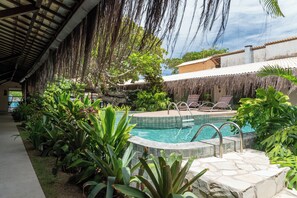 Outdoor pool, pool loungers