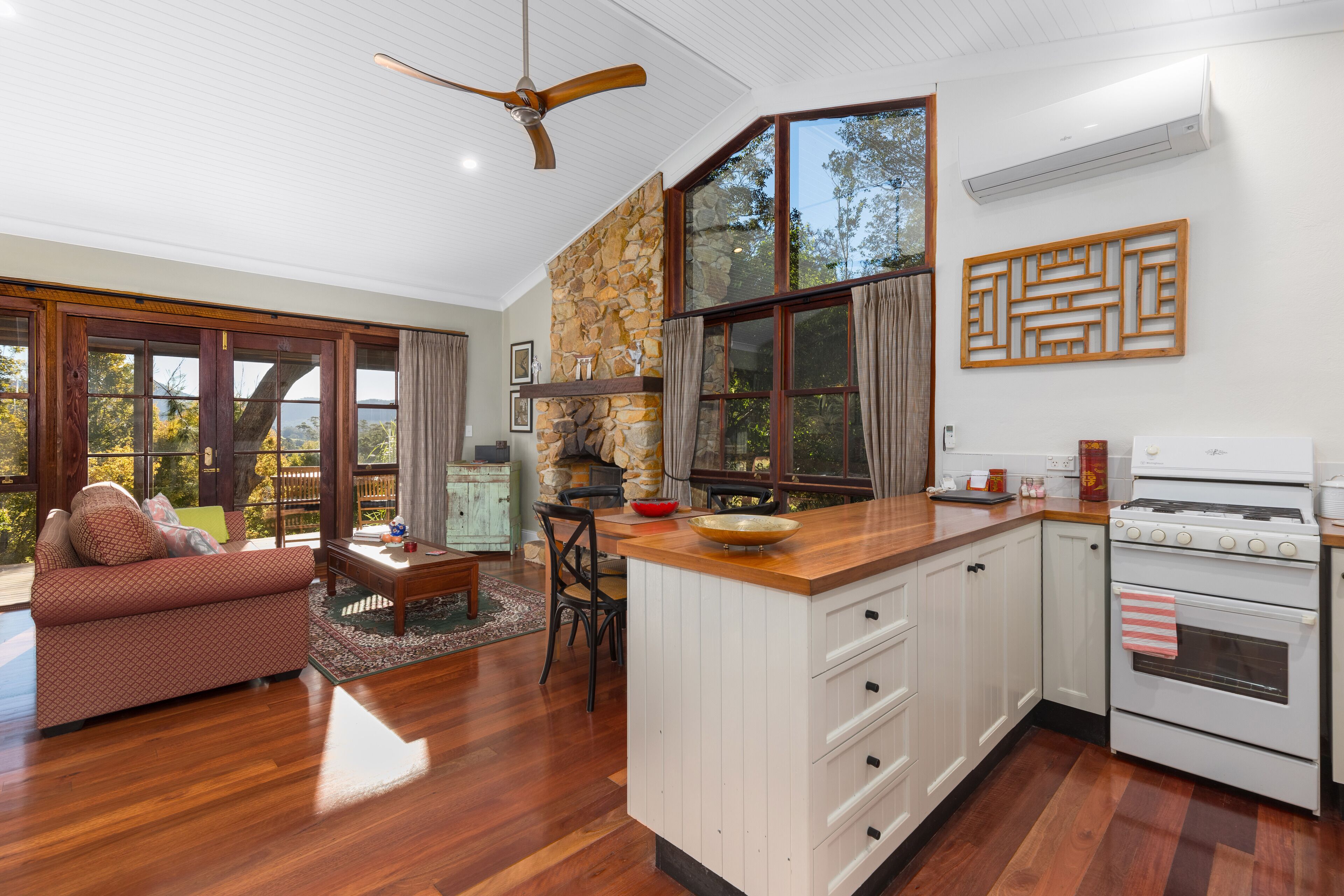 1BR Asian Cottage  | Living area | Flat-screen TV, fireplace