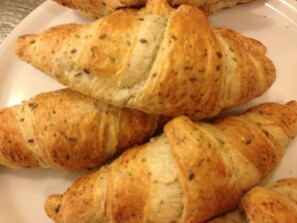 A plate of croissants.