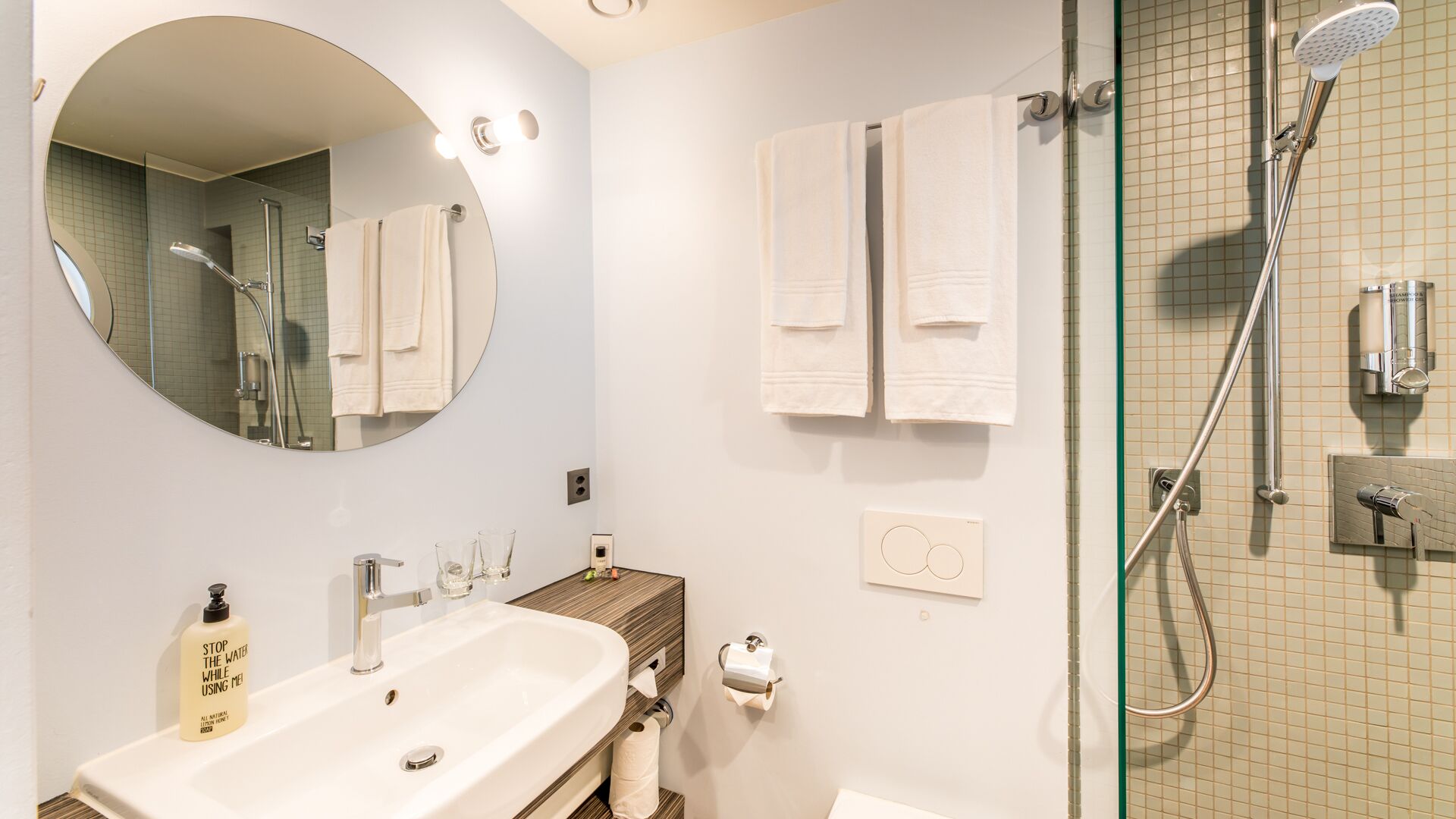 standard double room | bathroom | hair dryer, towels