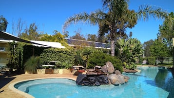 Outdoor pool, sun loungers