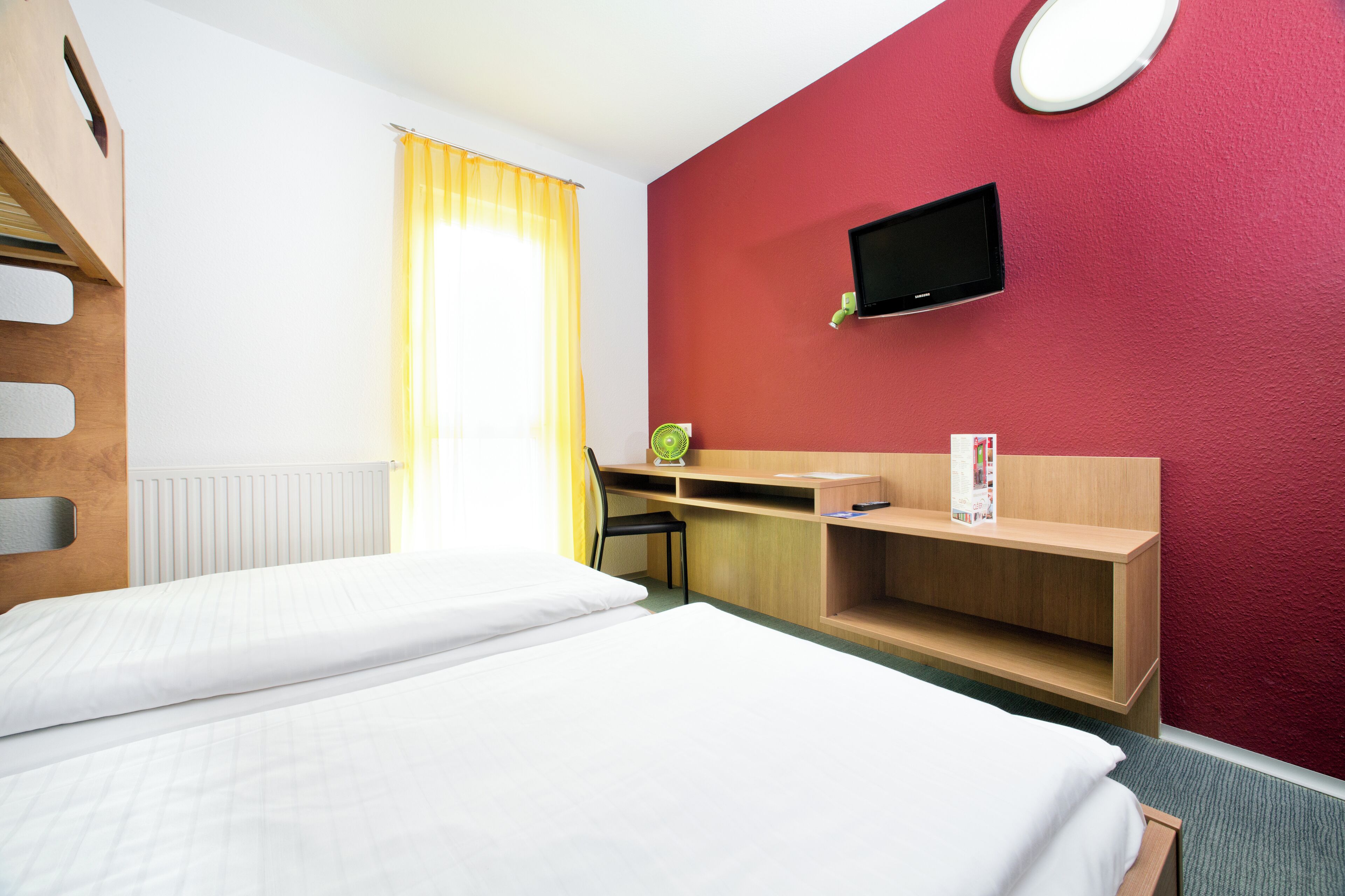 1 bedroom, desk, laptop workspace, blackout curtains