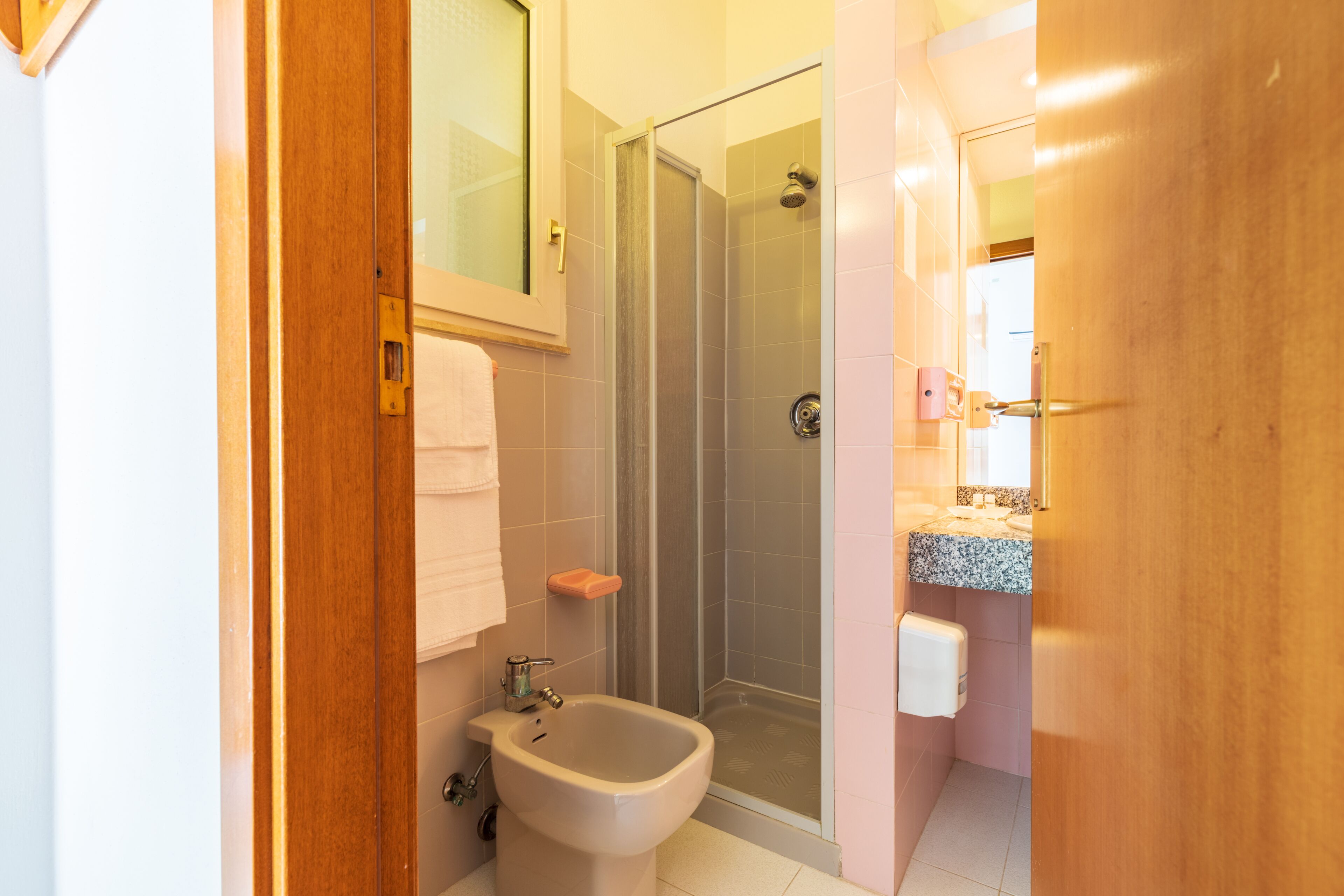 economy double or twin room | bathroom | shower, free toiletries, hair dryer, bidet