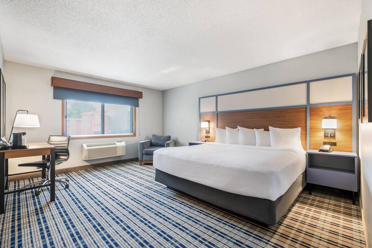 Room, 1 King Bed, Non Smoking | In-room safe, desk, laptop workspace, blackout drapes