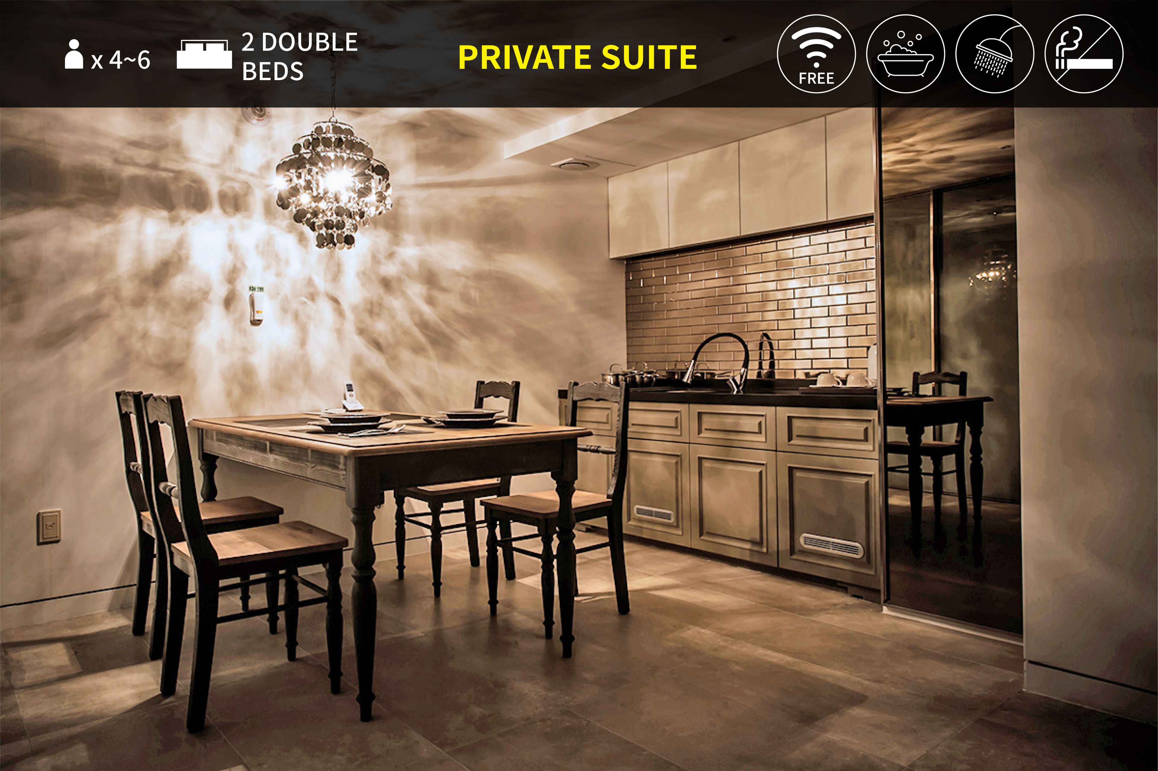 duplex suite with dining (basement 3) | private kitchen | fridge, coffee/tea maker