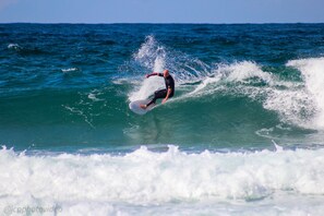 A surfer riding a wave.