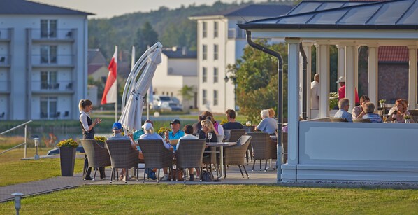 Dinner served, German cuisine, golf course views 