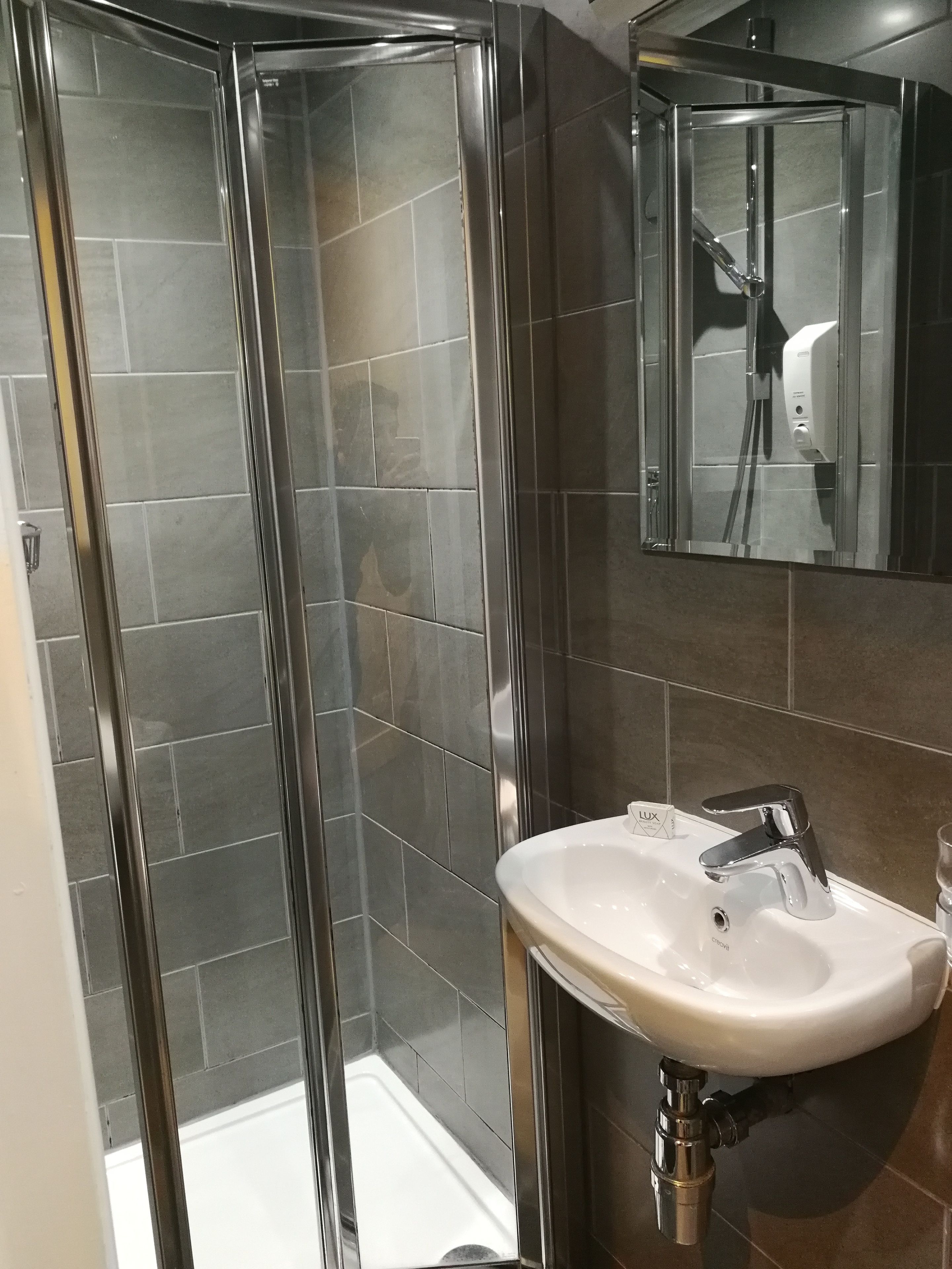 hair dryer, towels, soap