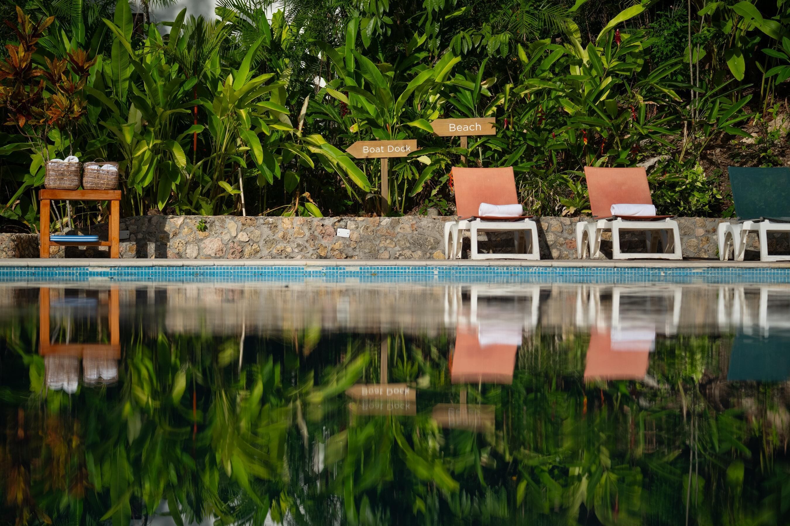 Outdoor pool, pool umbrellas
