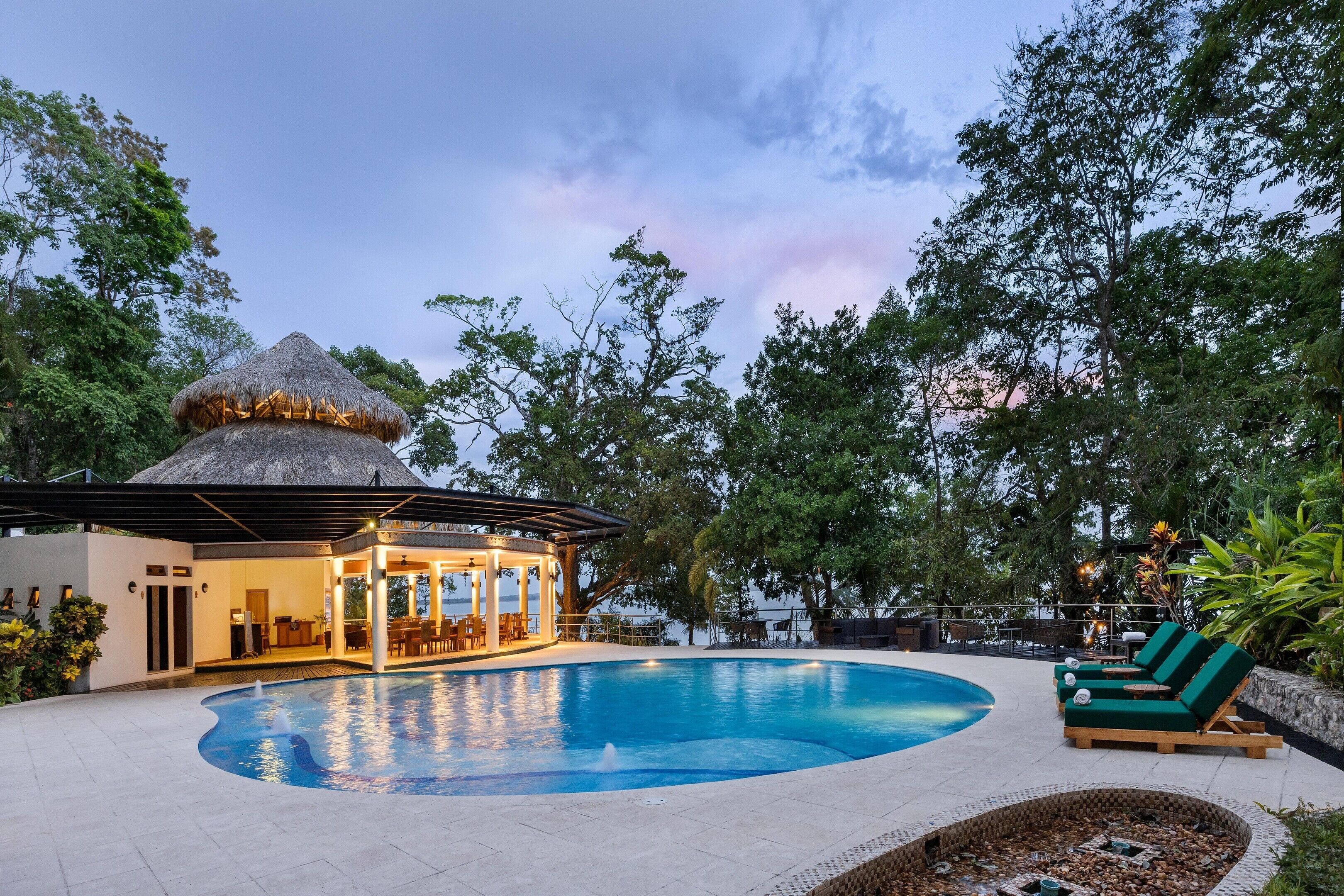 Outdoor pool, pool umbrellas