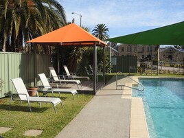 Outdoor pool, sun loungers