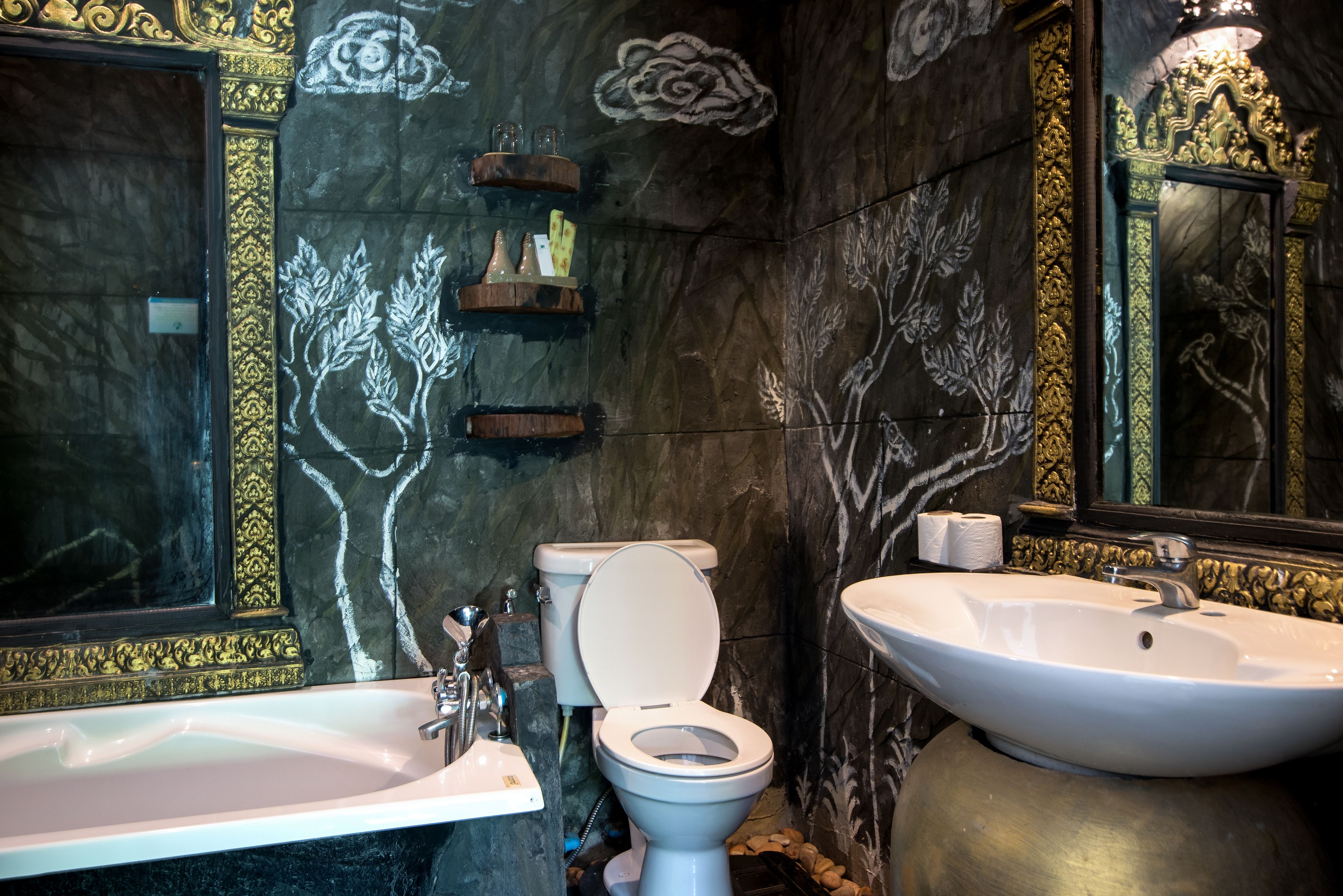 honeymoon pool suite | bathroom | separate bathtub and shower, deep-soaking bathtub, rainfall showerhead