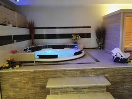Sauna, hot tub, body treatments, deep-tissue massages, sports massages