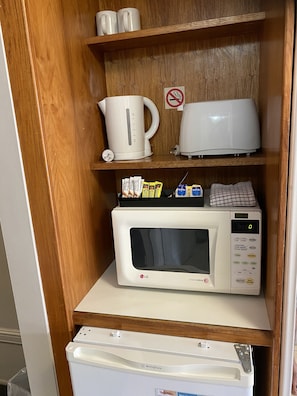 Microwave, electric kettle, toaster