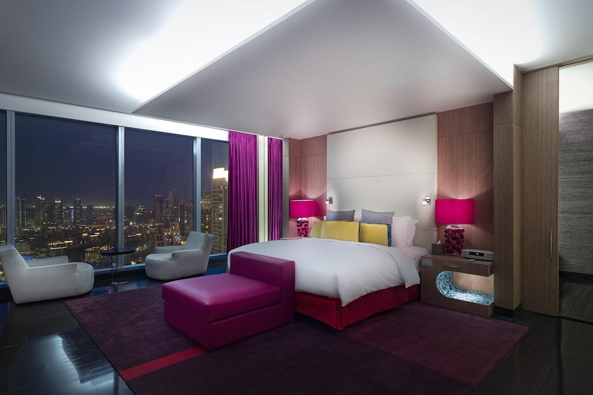 로열 스위트, 킹사이즈침대 1개, 클럽 라운지 이용 (Burj KhalifaView) | 고급 침구, 오리/거위털 이불, 필로우탑 침대, 미니바