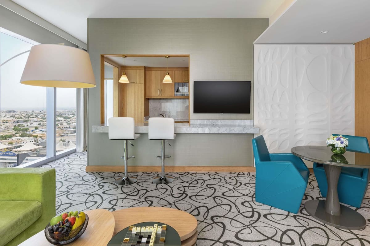 1 slaapkamer, luxe beddengoed, donzen dekbedden, een minibar