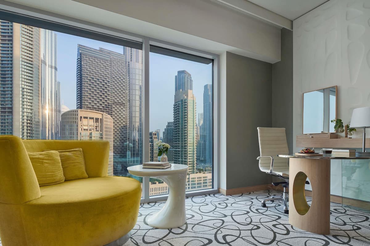 Camera Luxury, 1 letto king (Burj Khalifa View) | 1 camera, biancheria da letto di alta qualità, copriletto in piuma