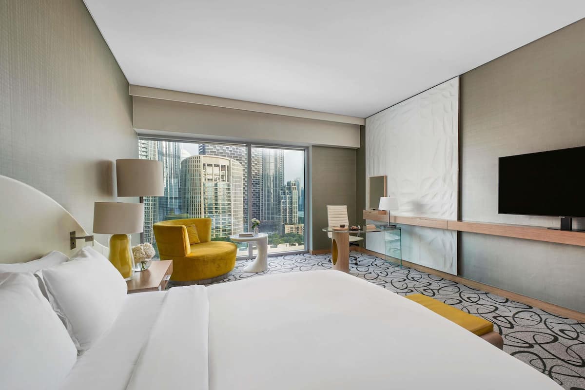 Camera Luxury, 1 letto king, accesso al Club Lounge (Burj Khalifa View) | 1 camera, biancheria da letto di alta qualità, copriletto in piuma