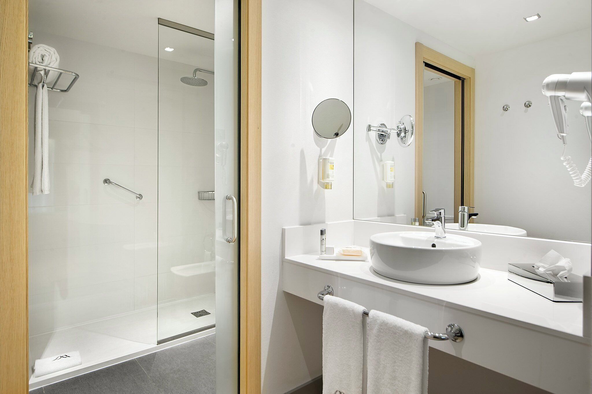 free toiletries, hair dryer, towels