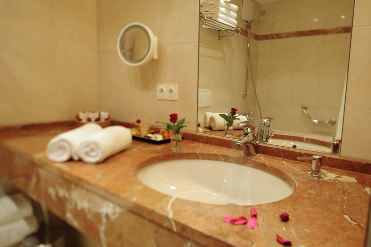 free toiletries, hair dryer, towels