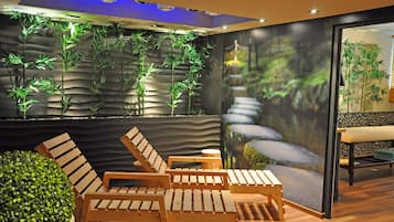 Sauna, hot tub, facials, manicures and pedicures