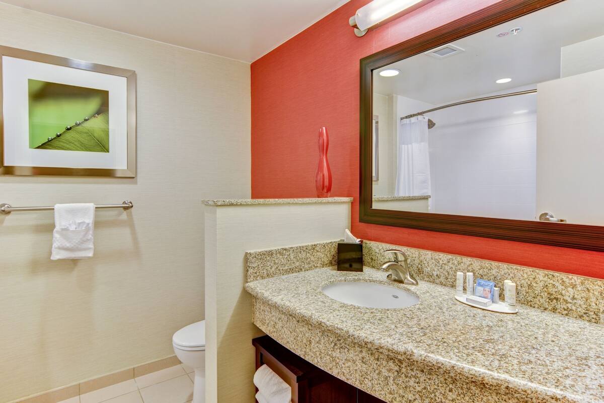 free toiletries, hair dryer, towels