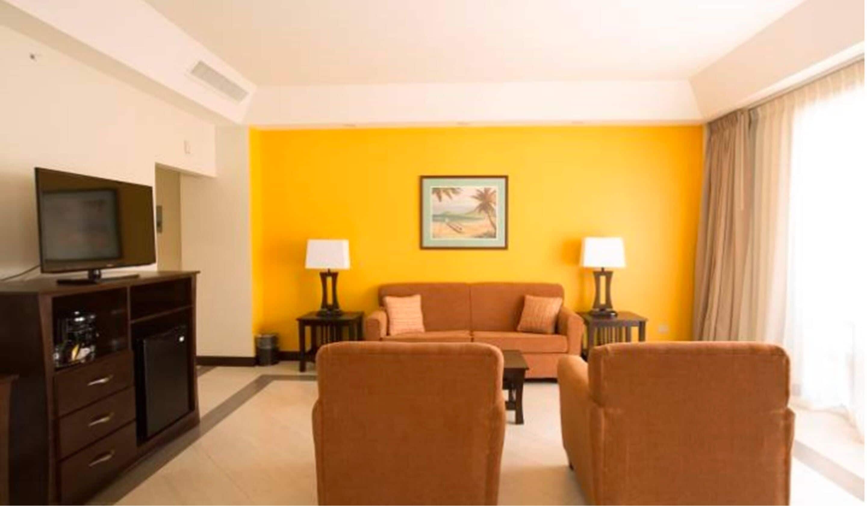 premium suite | living area | 36-inch tv with cable channels