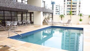 Indoor pool, 2 outdoor pools, open 10:00 AM to 9:00 PM, pool loungers
