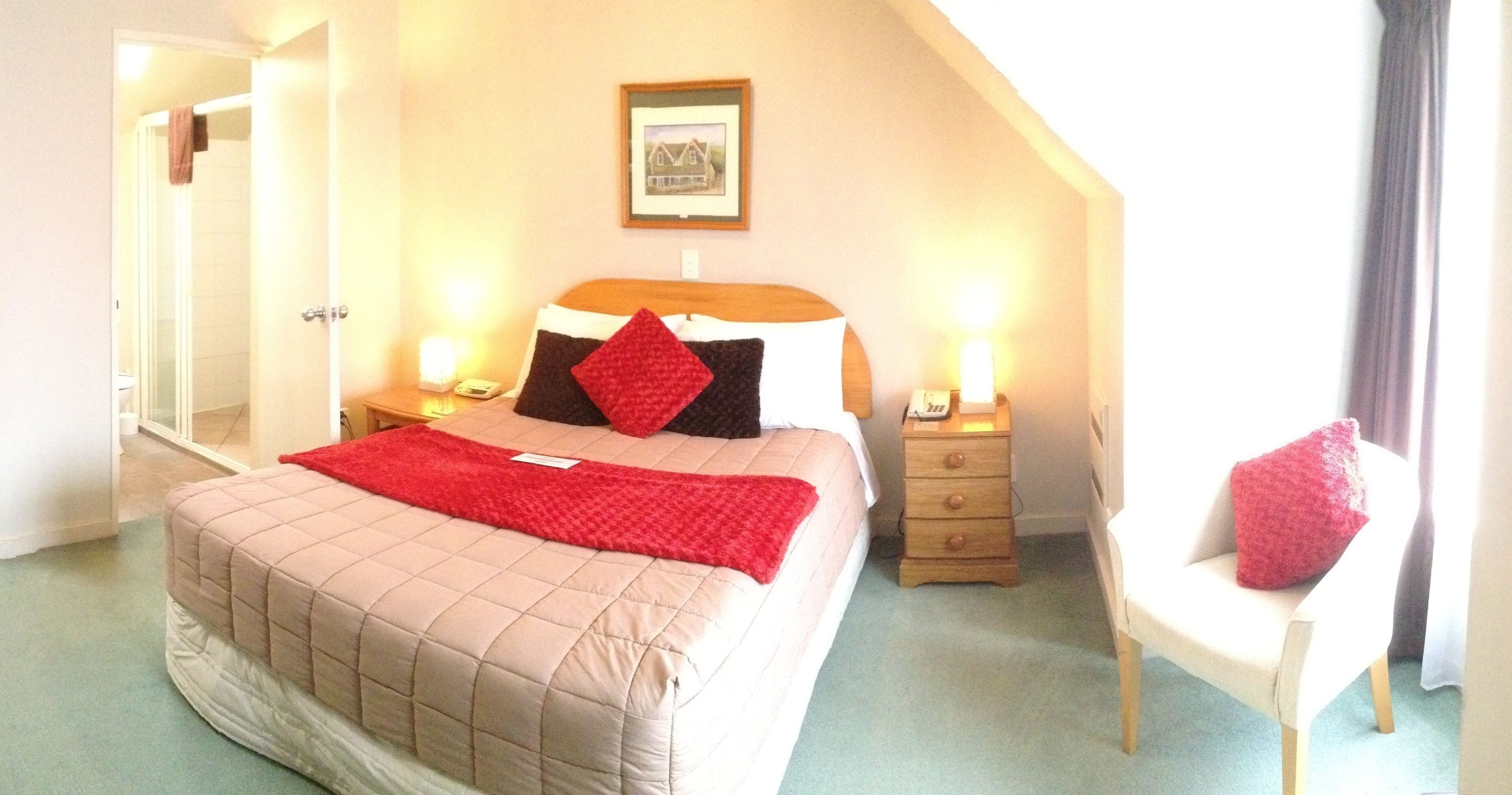 Premium bedding, laptop workspace, soundproofing, iron/ironing board