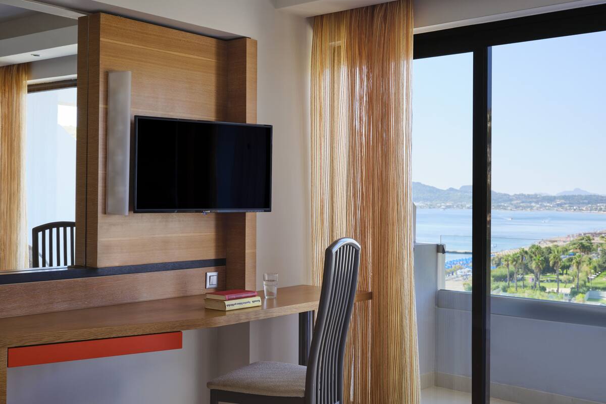 double room, partial sea view | view from room