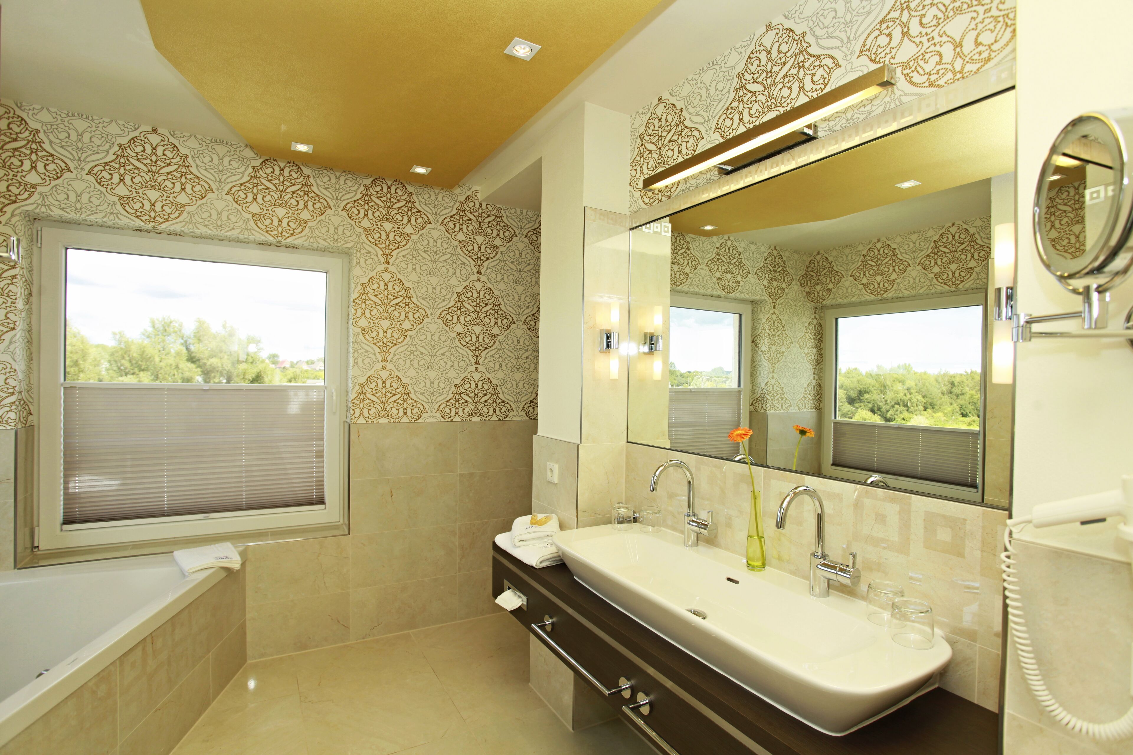 suite | bathroom | hair dryer, towels