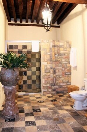 Bathroom | Shower, rainfall showerhead, free toiletries, hair dryer - Hotel Casa de la Palma Travel (Puebla)