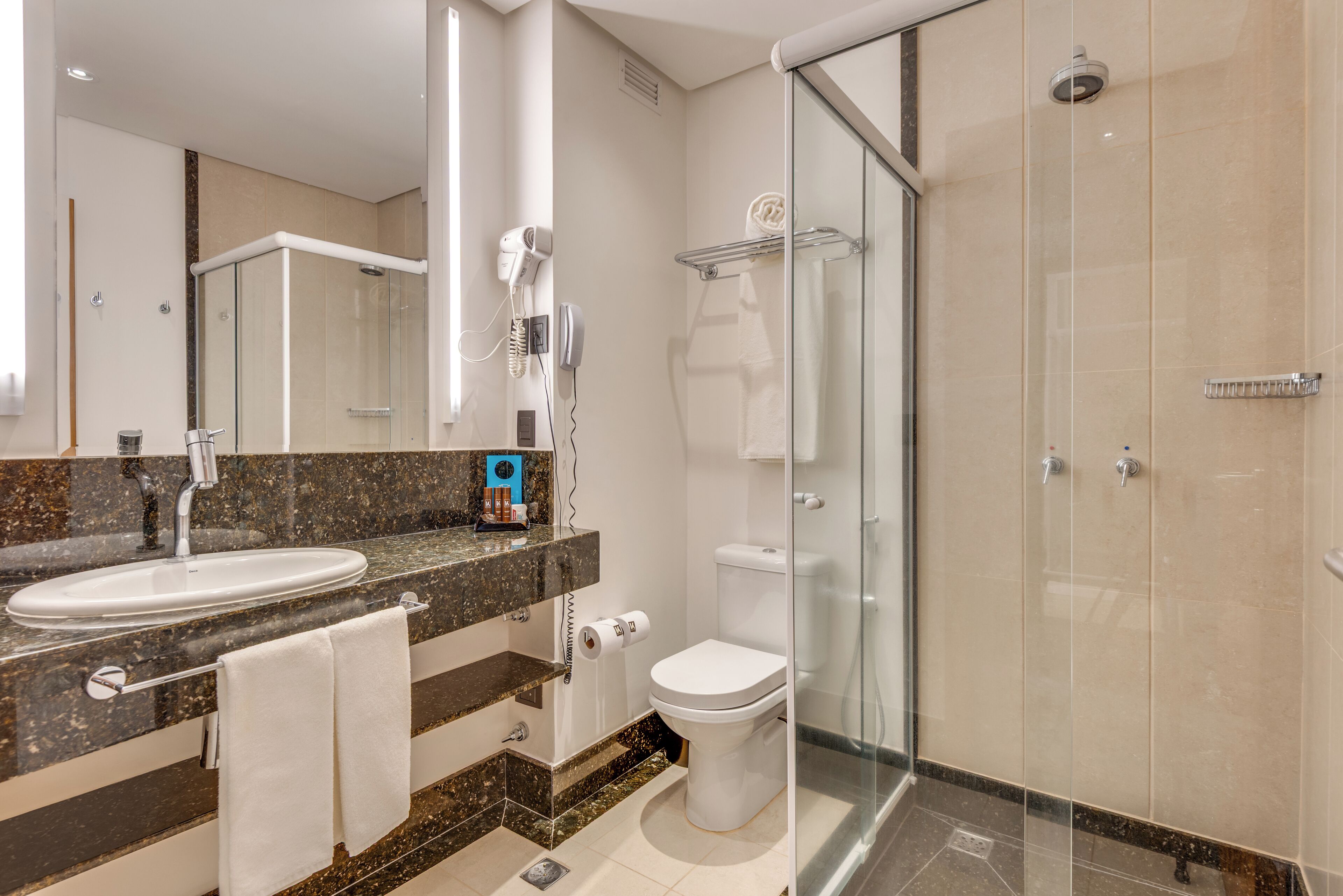 free toiletries, hair dryer, towels, soap