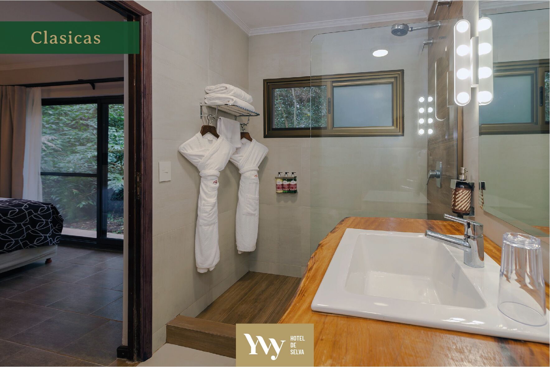 Shower, rainfall showerhead, hair dryer, towels